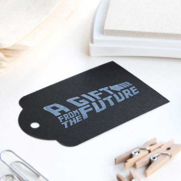 rubber stamp A gift from the future for geeky gift tags