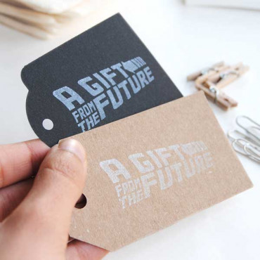 rubber stamp A gift from the future for geeky gift tags