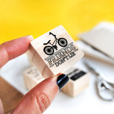 Friends don't lie geeky stamp with retro bike