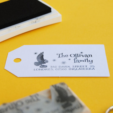 Custom return address stamp Owl Post for geeky families