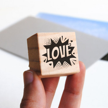 LOVE retro comic style stamp with Ben Day Dots for superhero weddings