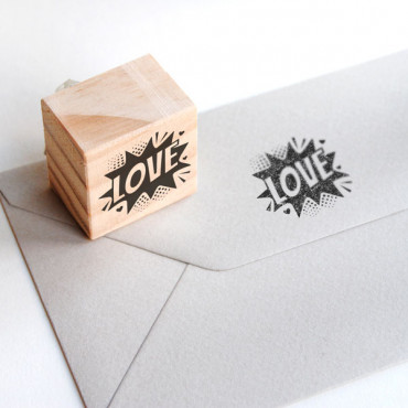 LOVE retro comic style stamp with Ben Day Dots for superhero weddings