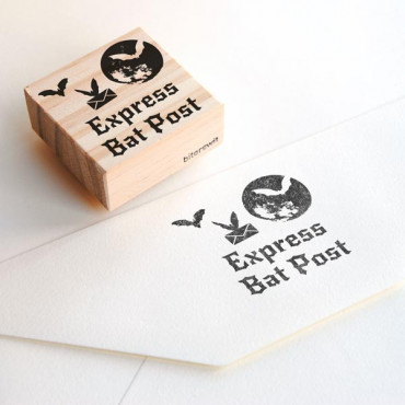 rubber stamp Express Bat Post for pen pal letters and Halloween invitations