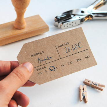 rubber stamp Label sizes and price for DIY clothing hang tags