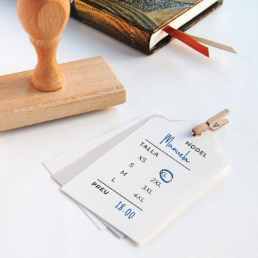 rubber stamp Label sizes and price for DIY clothing hang tags