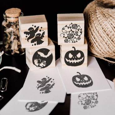 Halloween rubber stamps for stationery decor