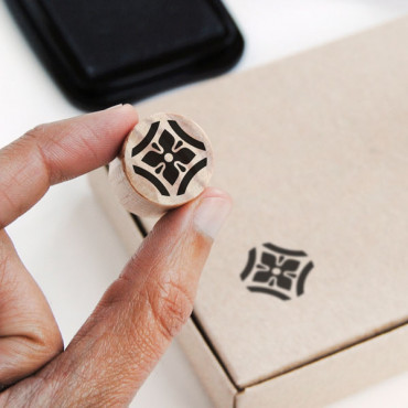 mini round mosaic tile rubber stamp for travel journal decorations
