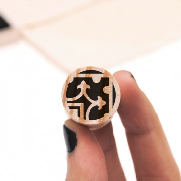 Rubber stamp Poble Nou round mosaic tile