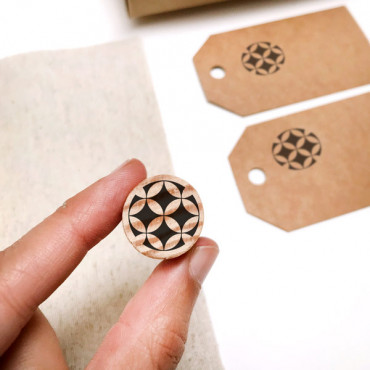 Mini round tile rubber stamp Poble Sec