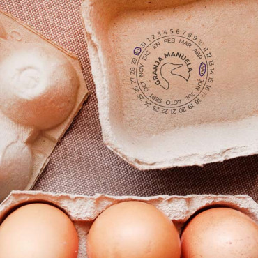 Custom stamp for egg cartons Laid on Date in Various Languages. Hen or duck to choose.