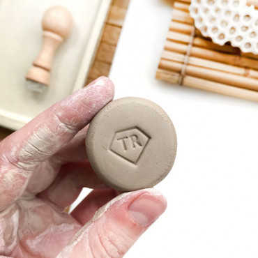 Customizable premade pottery logo stamp Diamond with Monogram