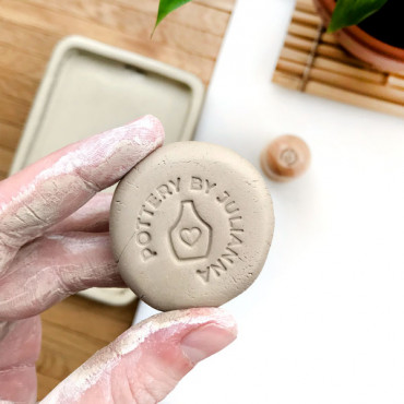 Premade clay logo stamp Potter's Heart