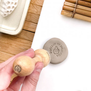 Custom premade clay logo stamp Potter's Heart for ceramic signature