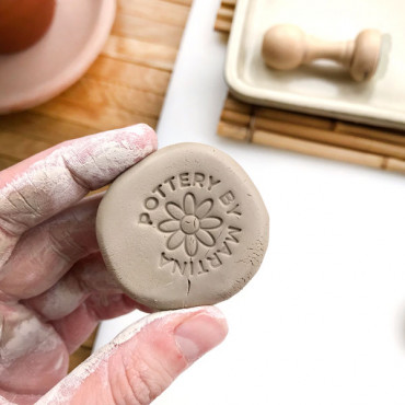 Custom premade pottery logo stamp Daisy with name