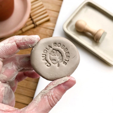 Premade pottery logo stamp Monstera