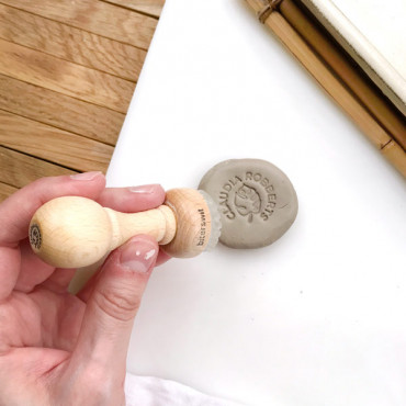 personalized premade logo stamp for pottery with monstera leaf