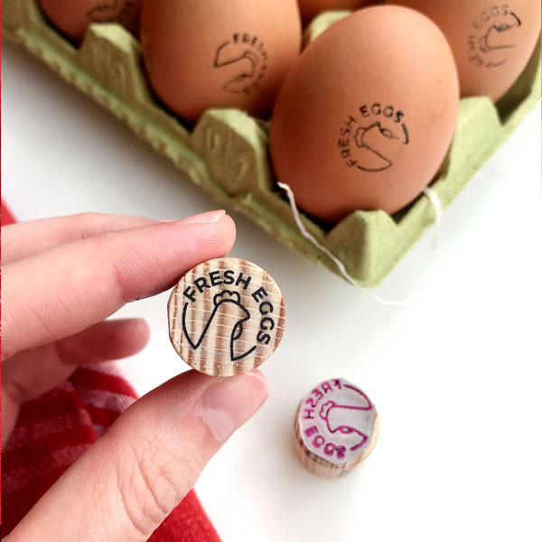 rubber stamp Fresh Egg Stamp - Chicken in Various Languages to choose
