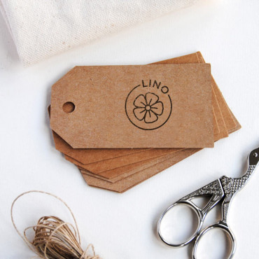 Organic Linen and Flax rubber stamp in Various Languages