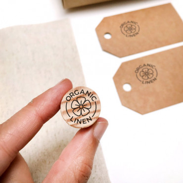 Organic Linen and Flax rubber stamp in Various Languages