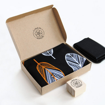 Organic Linen and Flax rubber stamp in Various Languages