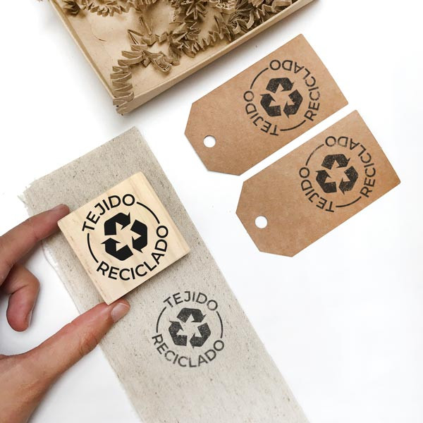 rubber stamp Recycled Fabric  in Various Languages
