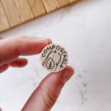 Rubber stamp for mark Compostable packaging