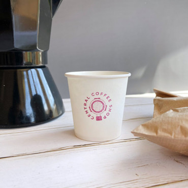 Custom stamp logo Coffee Shop for paper cups and coffee bags. Italian coffee funnel filter design.