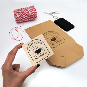 Premade custom stamp logo Vintage Coffee Shop for paper cups and coffee bags.