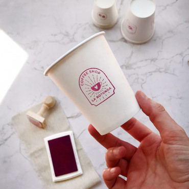 Premade custom stamp logo Vintage Coffee Shop for paper cups and coffee bags.