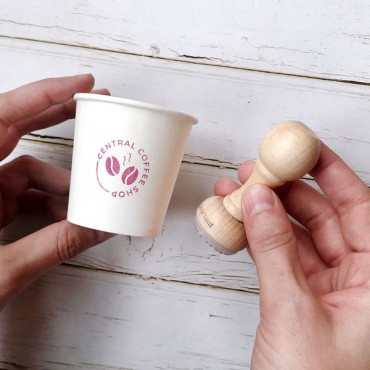 Premade logo stamp Coffee Beans for paper cups and coffee bags.