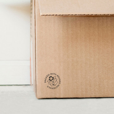 Packed with reused materials rubber stamp for reused packaging