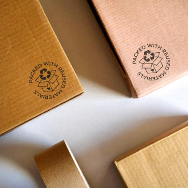 Packed with reused materials rubber stamp for reused packaging
