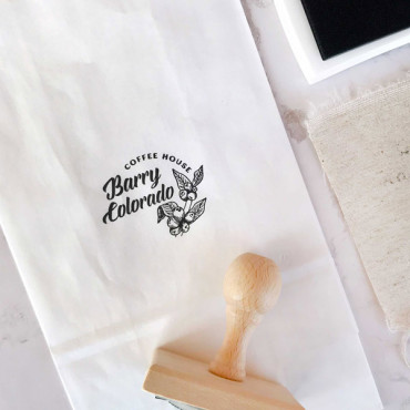 Premade logo stamp Coffee plant Drawing for custom paper coffee cups and coffee house packaging