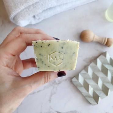 Premade Honeycomb Monogram logo stamp for custom soap bar. Vertical Hexagon.