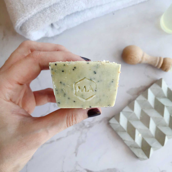 Premade Honeycomb Monogram logo stamp for custom soap bar. Vertical Hexagon.