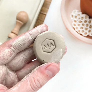 Premade Honeycomb Monogram logo stamp for custom soap bar. Vertical Hexagon.