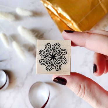 Mandala rubber stamp Nordic snowflake for DIY wrapping paper and Christmas scrapbook