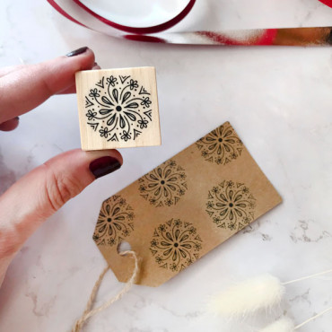 Mandala rubber stamp Botanical Snowflake for DIY wrapping paper and Christmas crafts