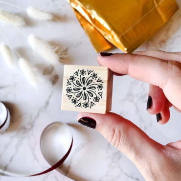 Mandala rubber stamp Botanical Snowflake for DIY wrapping paper and Christmas crafts