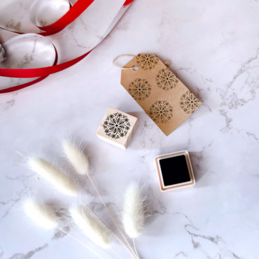 Mandala rubber stamp Botanical Snowflake for DIY wrapping paper and Christmas crafts