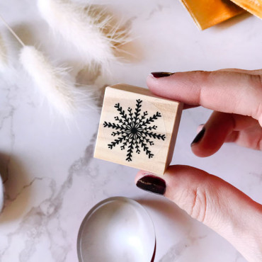 Mandala rubber stamp Holiday Snowflake for hand-printed Holiday cards and decorations