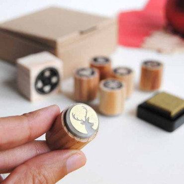 Mini reindeer rubber stamp for Christmas decorations