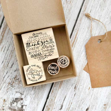 Thank you Multilingual stamp set for Sustainable packaging