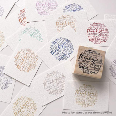 Thank you Multilingual rubber stamp for handmade thank you cards and labels for small shops