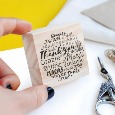 Thank you Multilingual rubber stamp for handmade thank you cards and labels for small shops