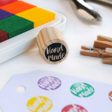 Mini handmade stamp for handcrafted products. Supplies for small shops and makers
