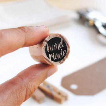 Mini handmade stamp for handcrafted products. Supplies for small shops and makers