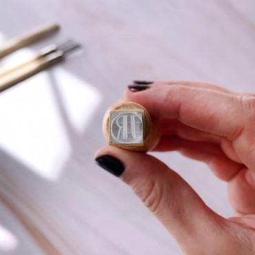 Acrylic stamp for pottery sign Embossed Monogram. Size: 0,9 cm (0.35 in)