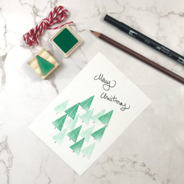 rubber stamp Minimal Christmas Tree Stamp for Holiday Card making
