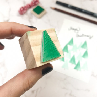 rubber stamp Minimal Christmas Tree Stamp for Holiday Card making